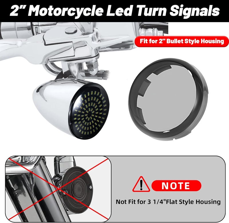 AEEAST 1157 LED Turn Signals, 81 LED Front Rear Blinkers Combo Bulbs 2" Bullet Housing w/4 Smoked Lenses Compatible with Harley Davidson Sportster Street Glide Road Glide Electra Glide Dyna - Image 2